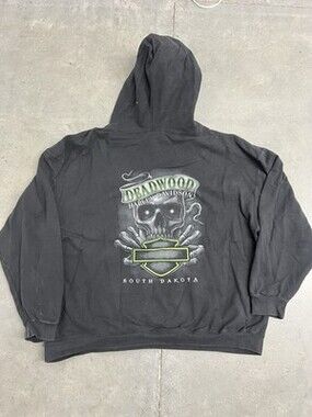 Harley-Davidson Deadwood Skull Hoodie Black Pullover Sweatshirt XXXL